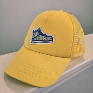 Sun + Stone "Take A Hike" Yellow Mesh Trucker Hat NWT